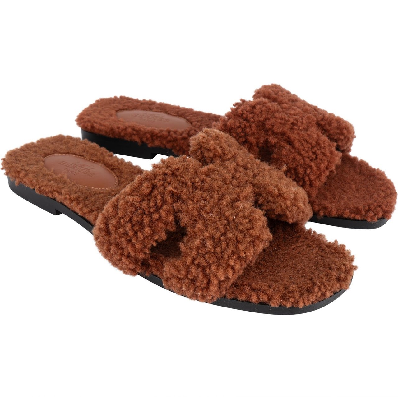 Hermès Hermès Brown Leather Teddy Oran Sandals (35,5) Bruin