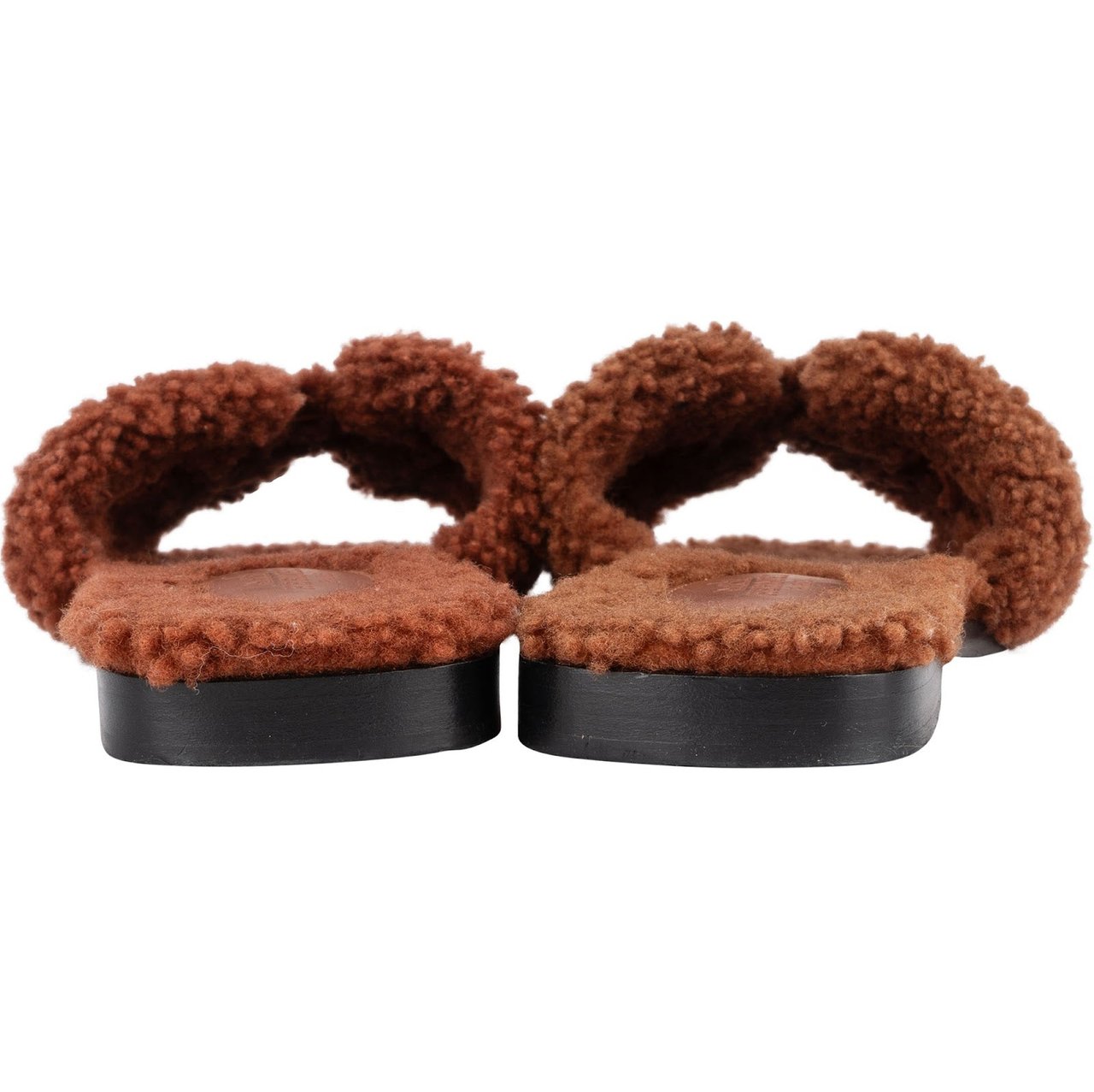 Hermès Hermès Brown Leather Teddy Oran Sandals (35,5) Bruin