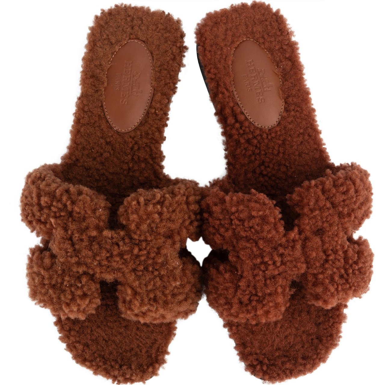 Hermès Hermès Brown Leather Teddy Oran Sandals (35,5) Bruin