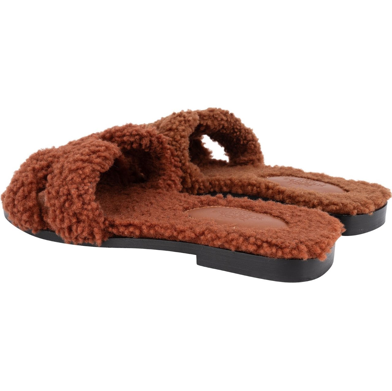 Hermès Hermès Brown Leather Teddy Oran Sandals (35,5) Bruin
