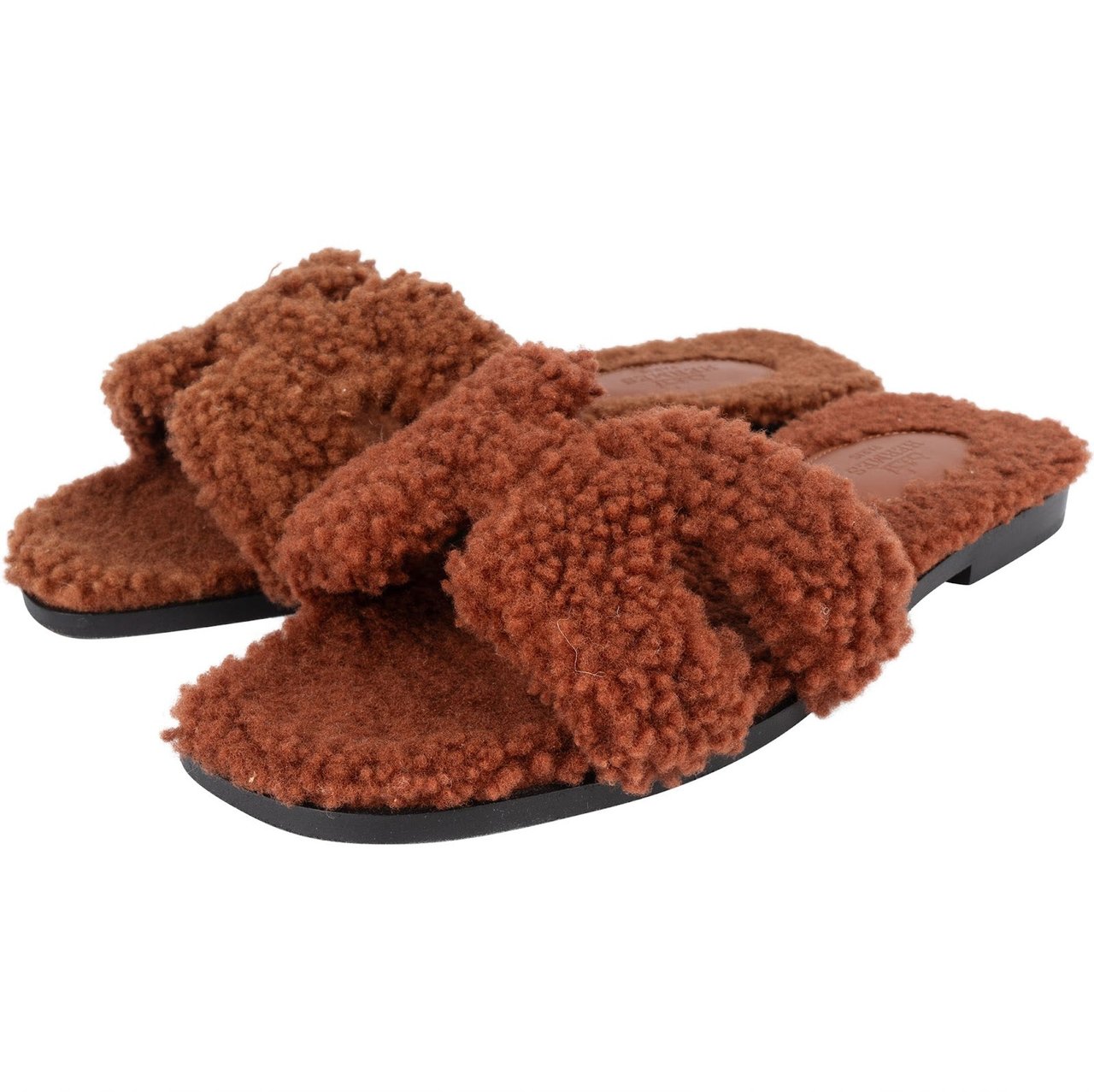 Hermès Hermès Brown Leather Teddy Oran Sandals (35,5) Bruin