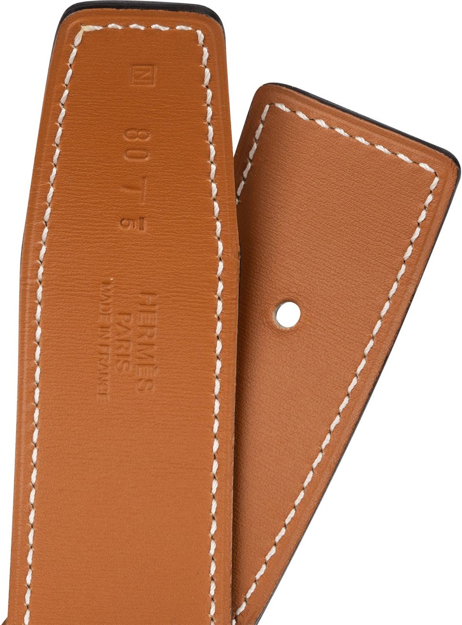 Hermès Hermès Reversible Leather H Belt (80) Wit