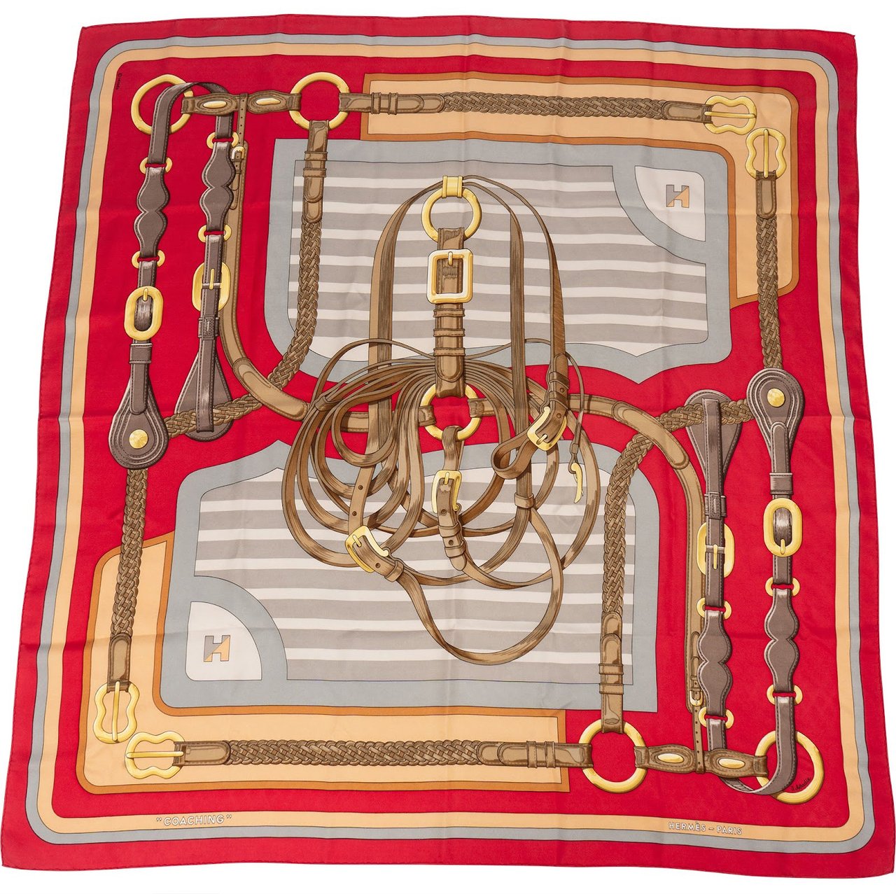 Hermès Hermès Silk Coaching Carré 90 Tuch Scarf Rood