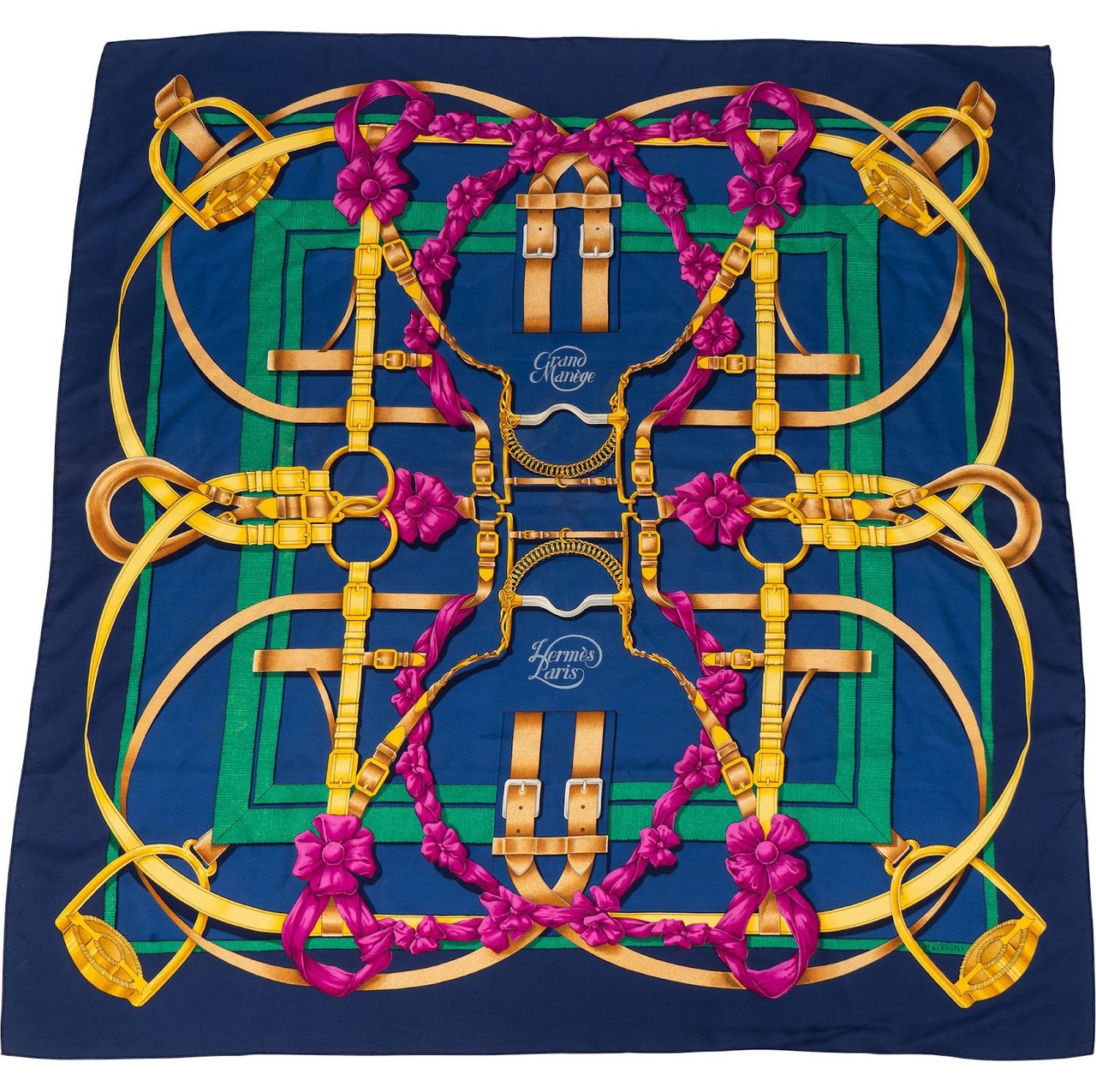 Hermès Hermès Silk Grand Manège 90 Tuch Scarf Blauw
