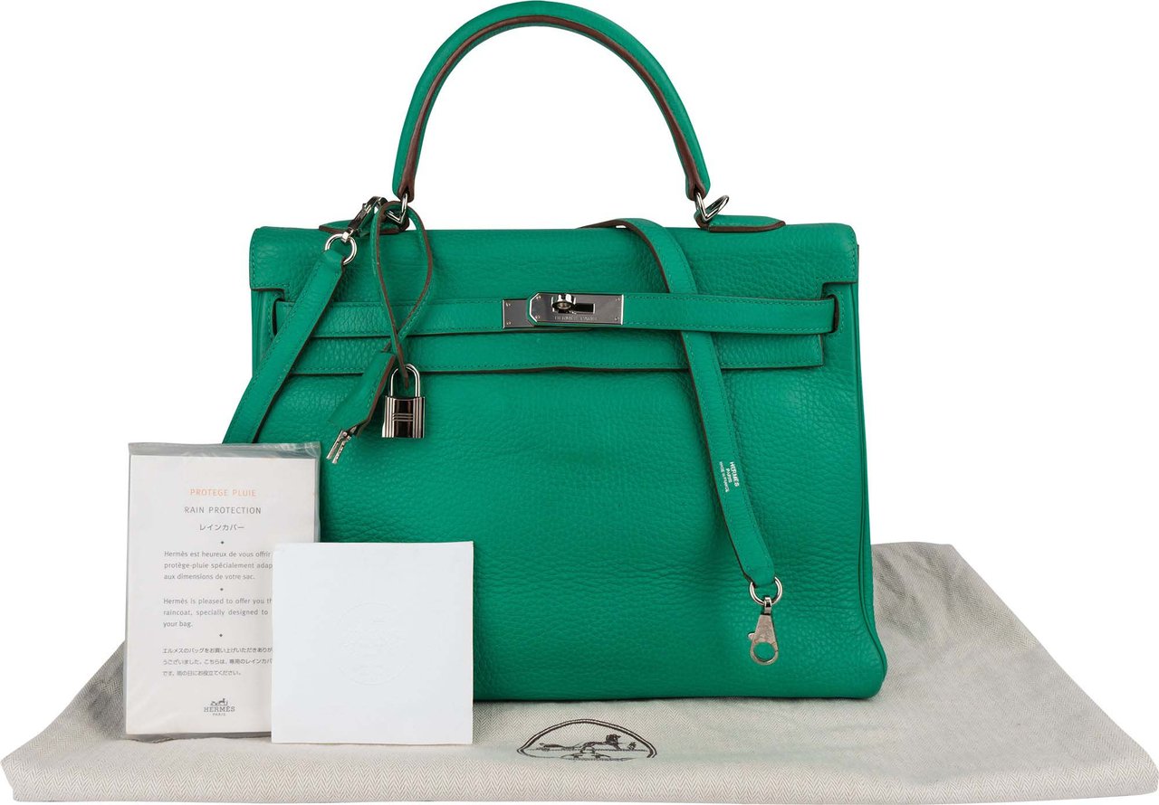Hermès Hermès Togo Leather Kelly 32 Retourne Handbag Groen