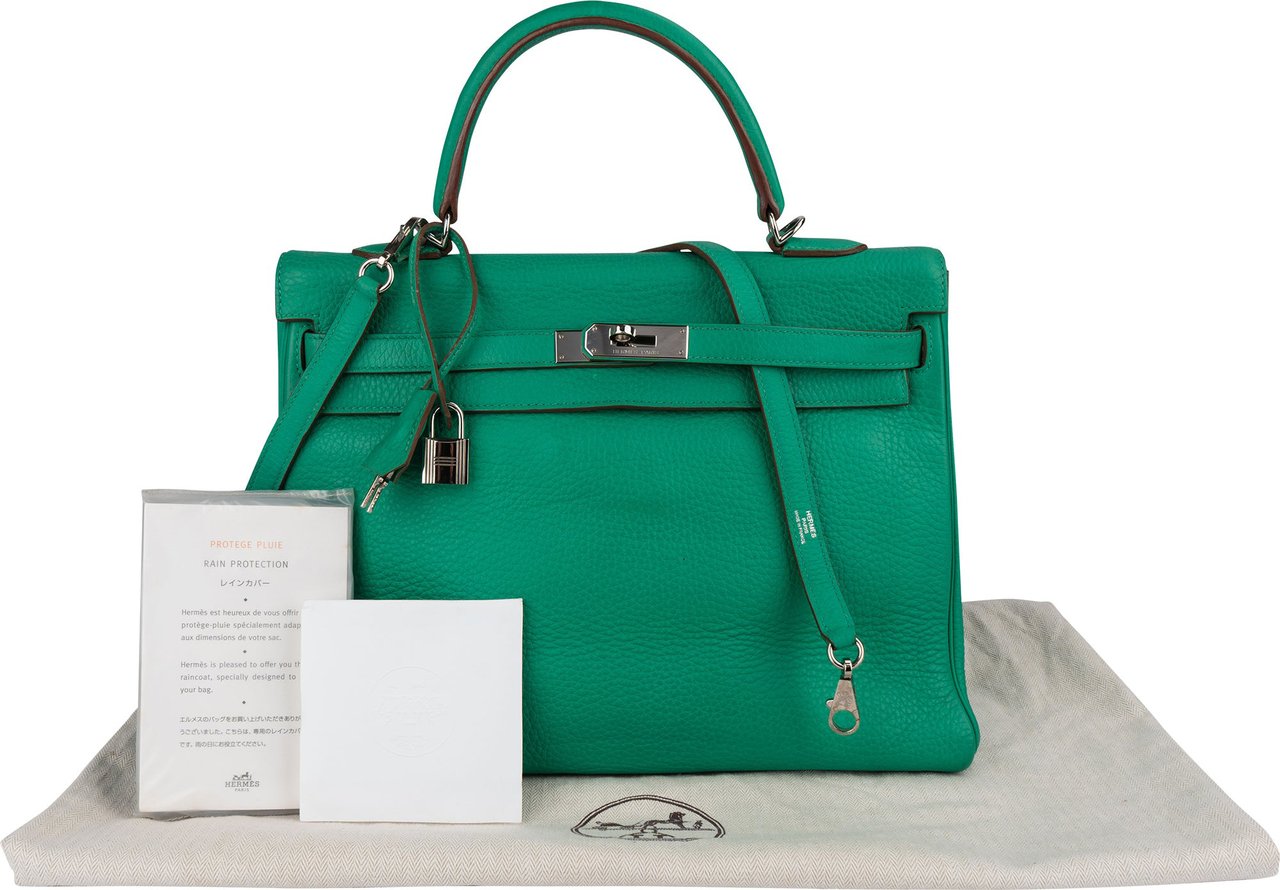 Hermès Togo Leather Kelly 32 Retourne Handbag Groen
