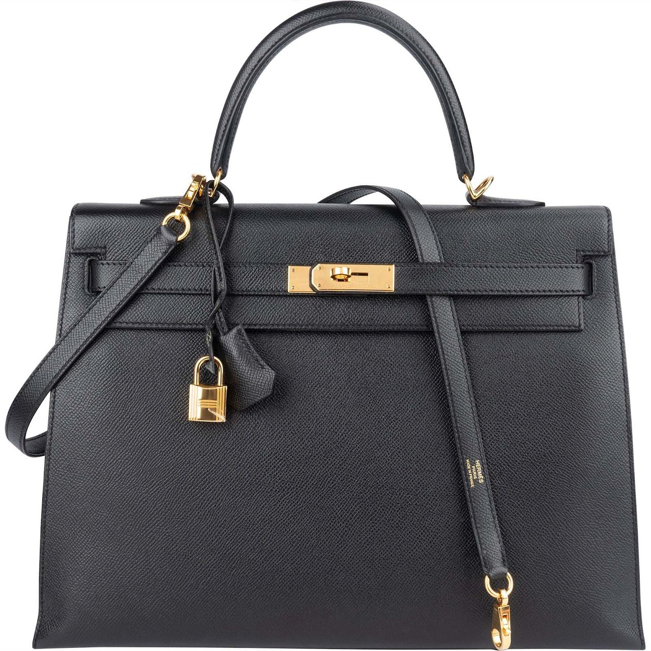 Hermès Hermès Noir Epsom Leather Kelly Sellier 35 Handbag Zwart
