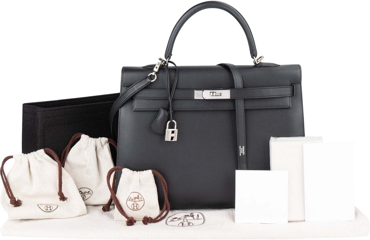 Hermès Hermès Noir Epsom Leather Sellier Kelly 35 Handbag Zwart
