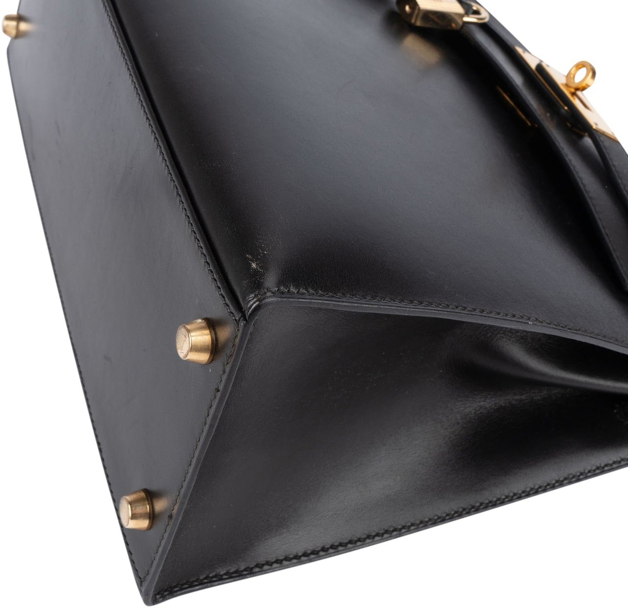 Hermès Hermès Noir Box Calf Leather Kelly 28 Handbag Zwart