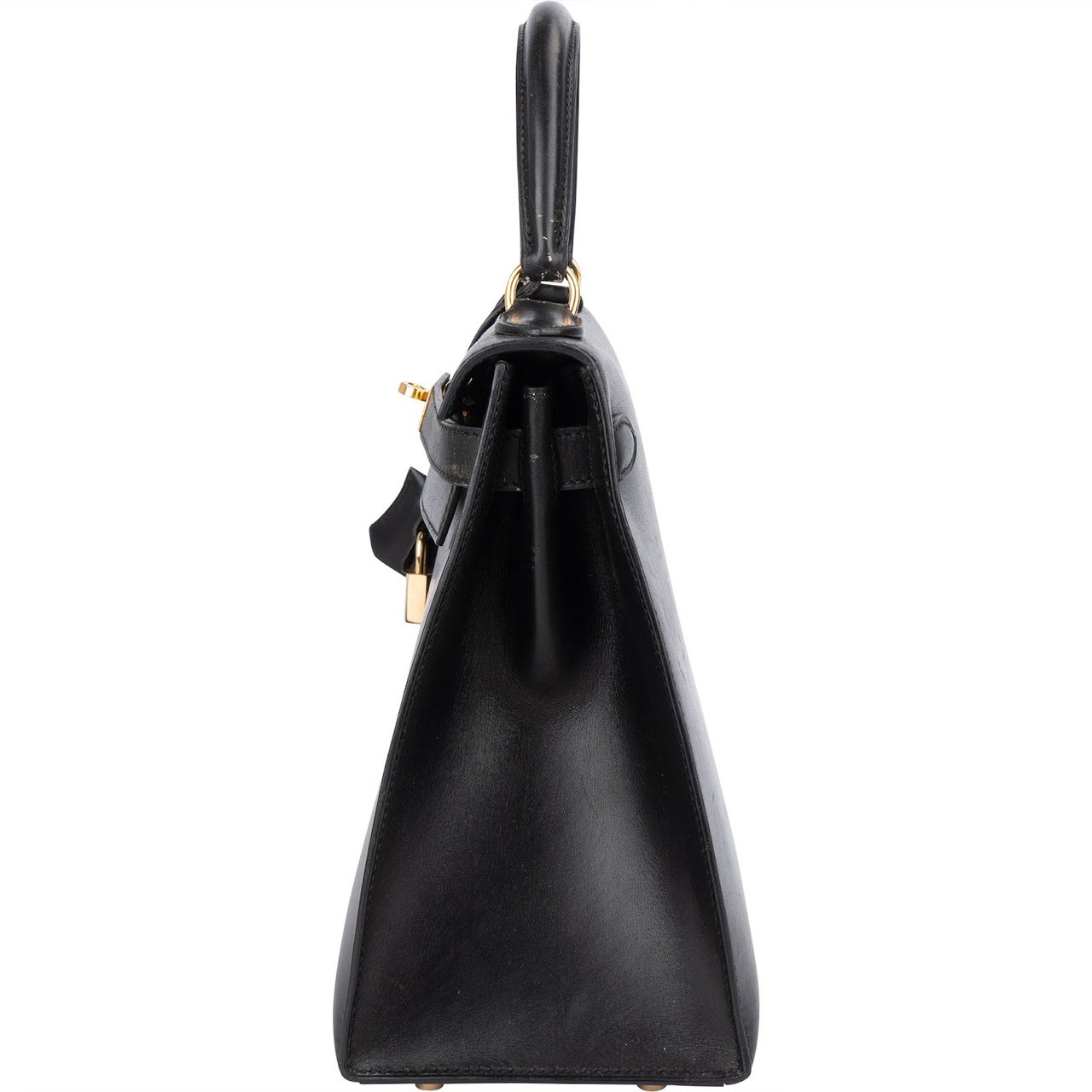 Hermès Hermès Noir Box Calf Leather Kelly 28 Handbag Zwart