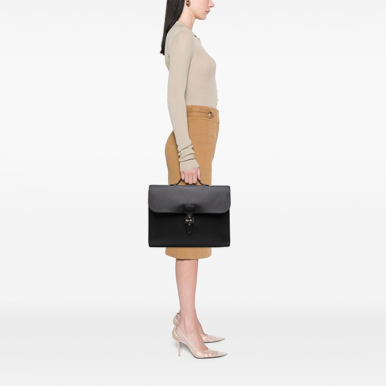 Hermès Togo Sac A Depeches 38 Zwart