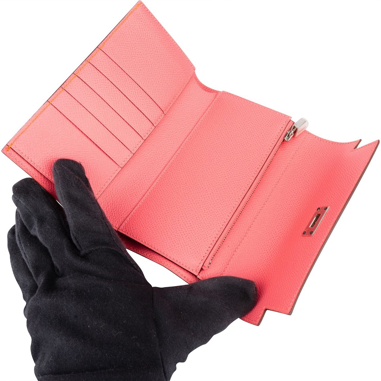 Hermès Hermès Epsom Leather Kelly Compact Wallet Oranje