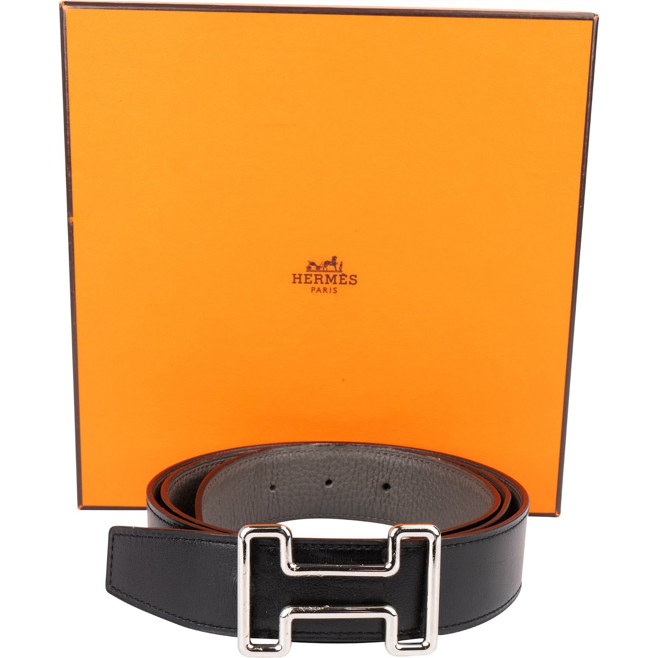 Hermès Hermès Reversible Leather H Belt (100) Zwart