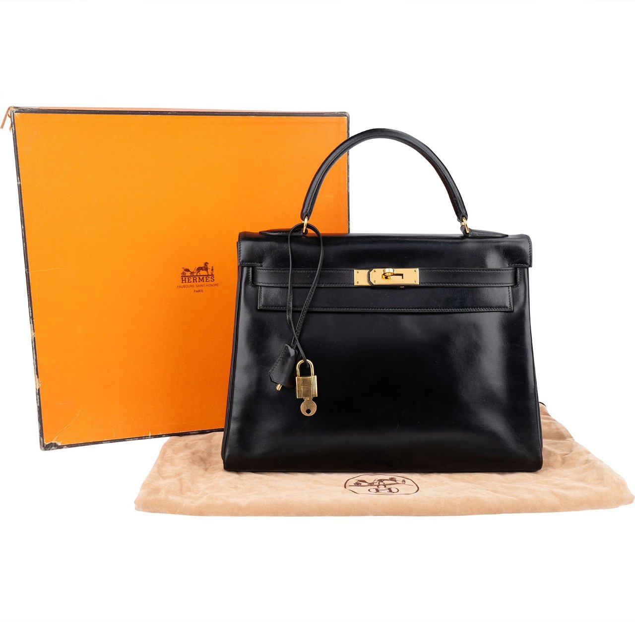 Hermès Hermès Box Calf Kelly Sellier 32 Handbag Zwart
