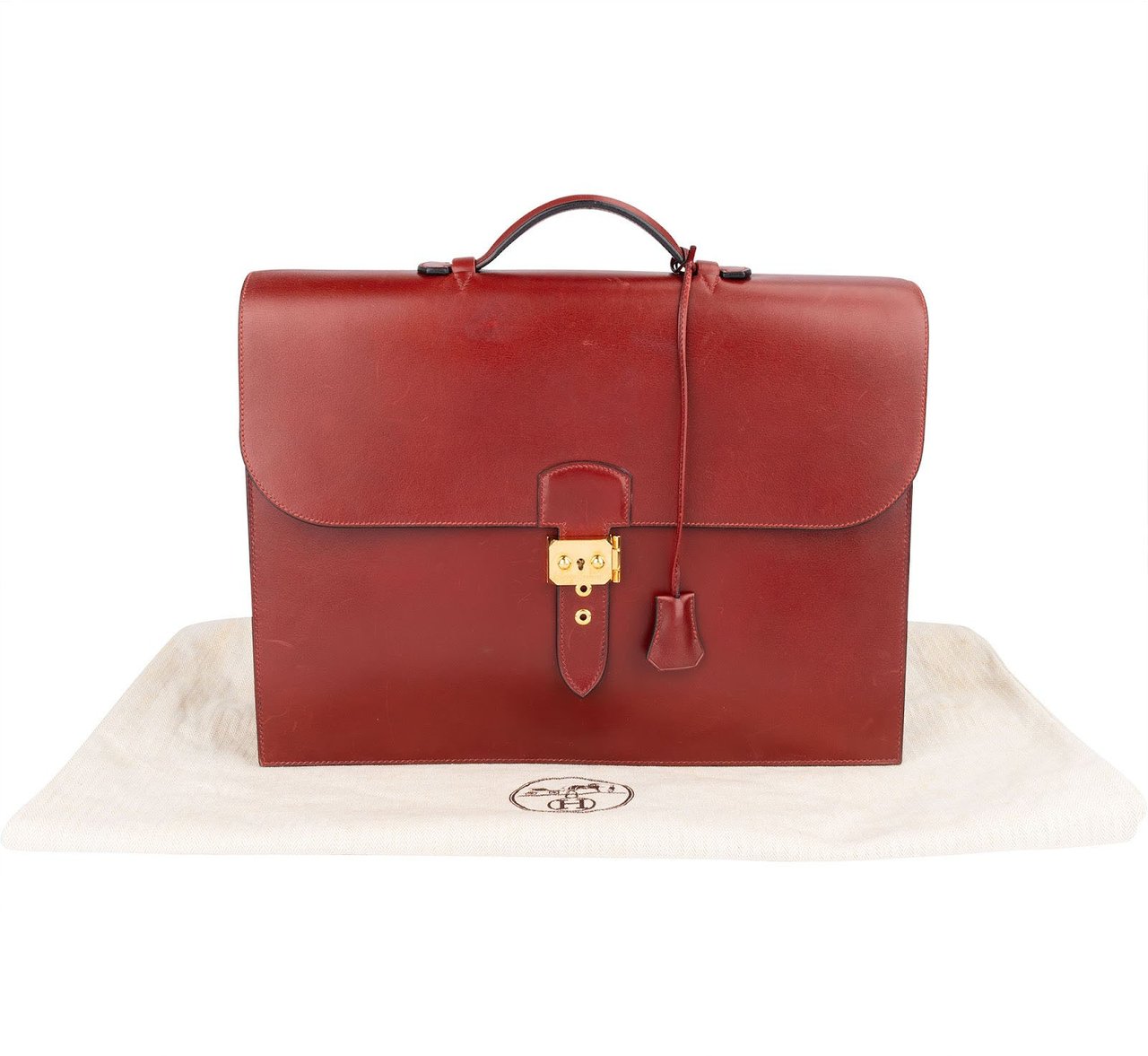 Hermès Hermès Bordeaux Leather Depeches Briefcase Handbag Rood