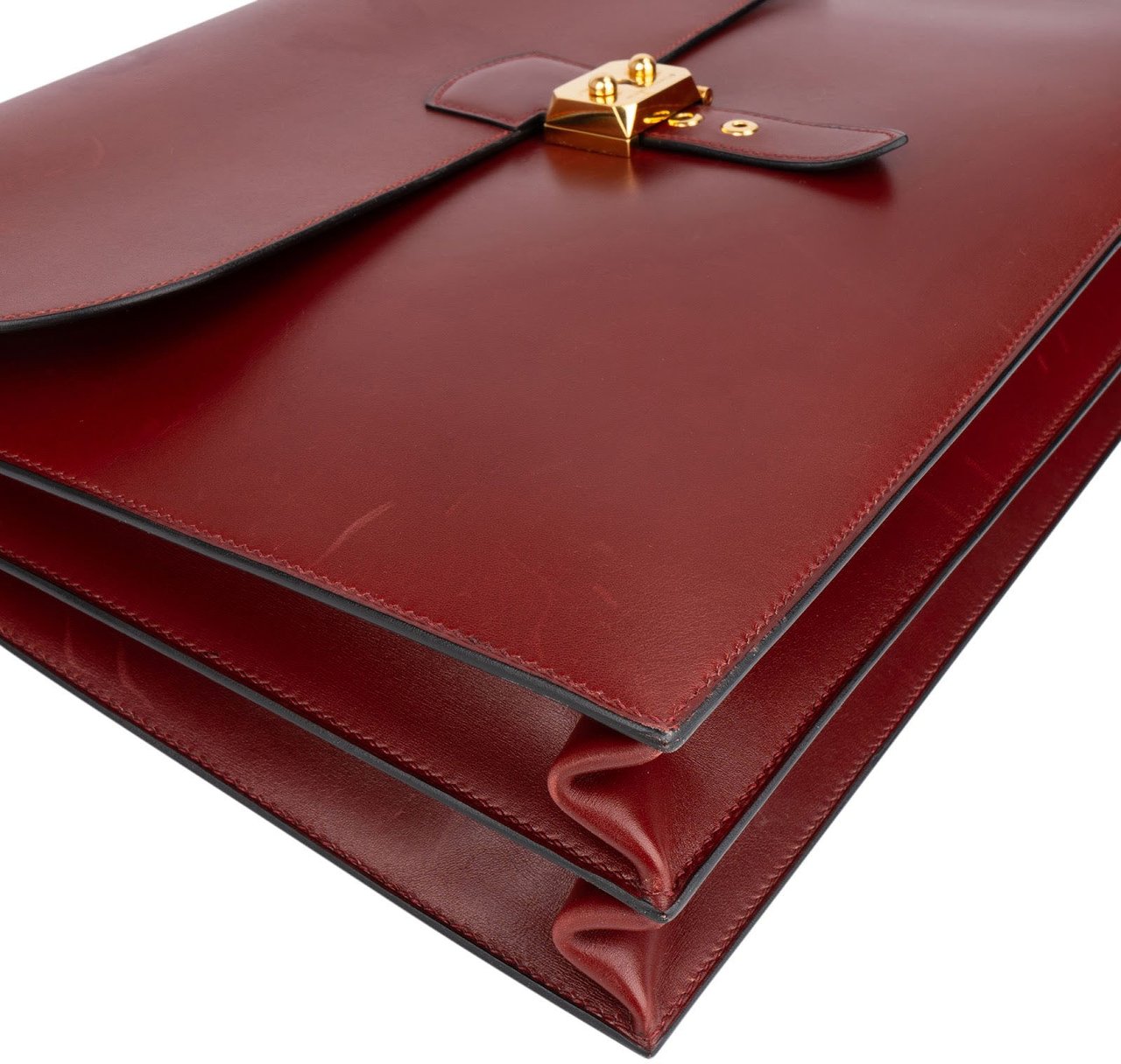 Hermès Hermès Bordeaux Leather Depeches Briefcase Handbag Rood