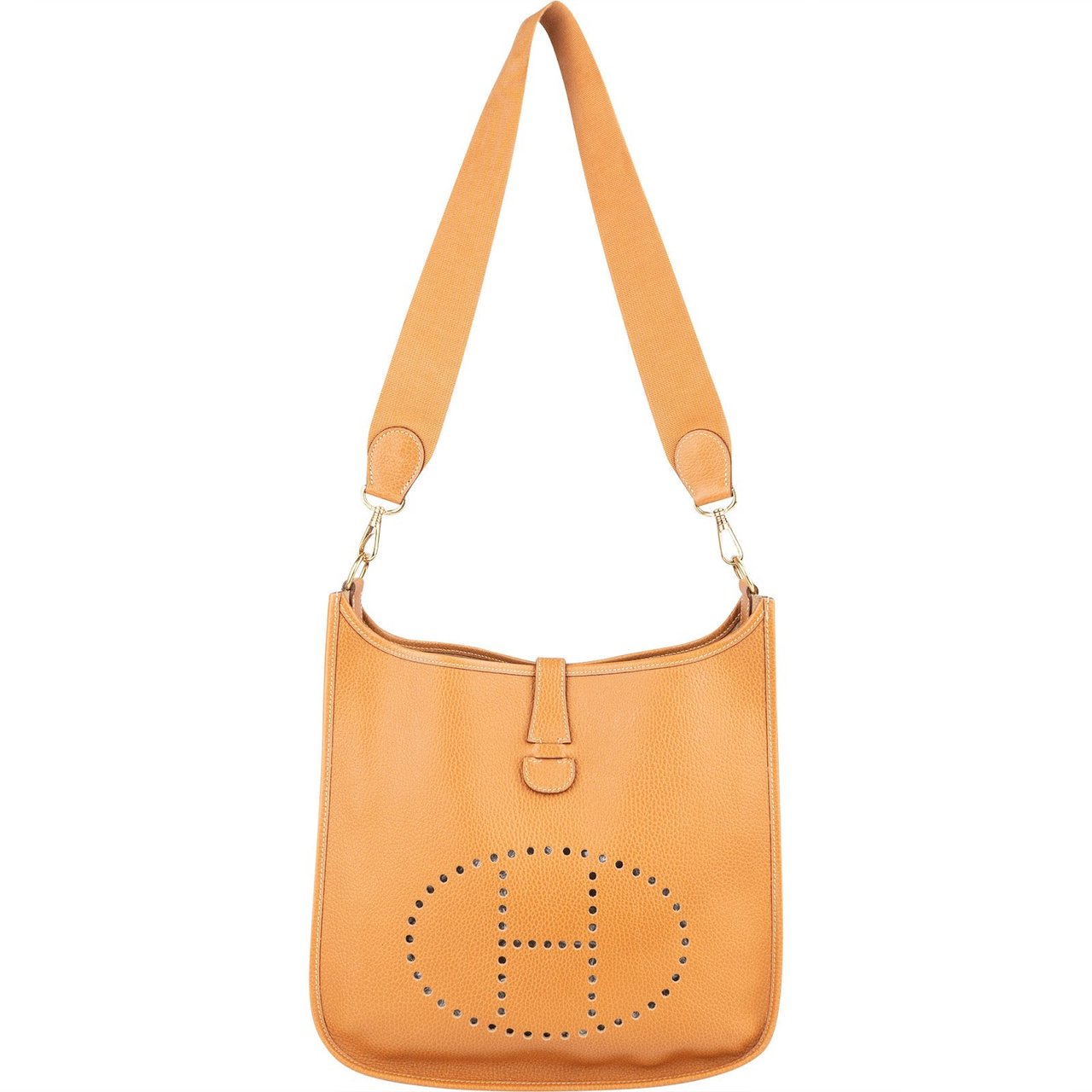 Hermès Hermès Natural Ardennes Leather Evelyne GM Crossbody Bag Bruin