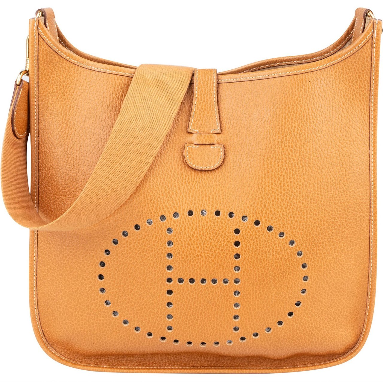 Hermès Hermès Natural Ardennes Leather Evelyne GM Crossbody Bag Bruin