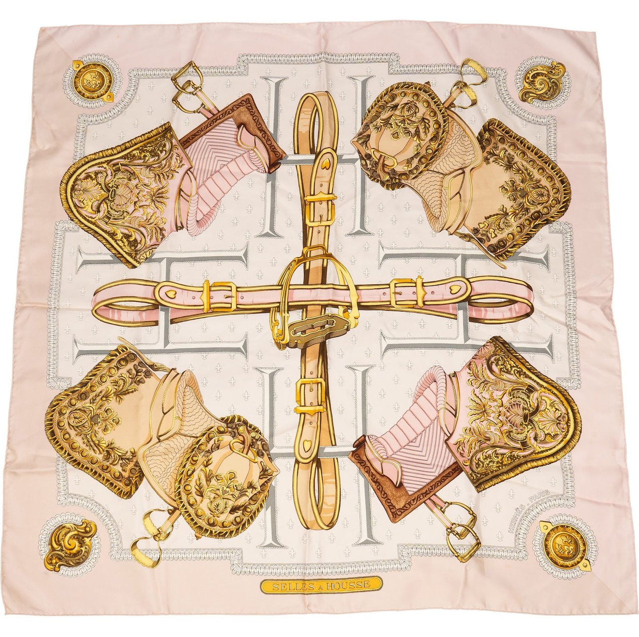 Hermès Silk Selles à Housse 90 Tuch Scarf Rood