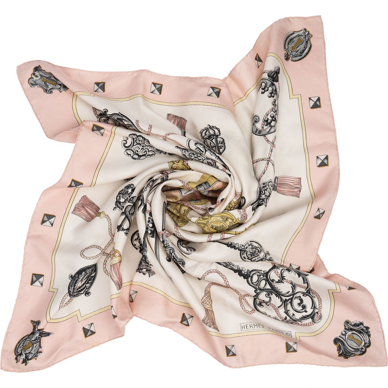 Hermès Hermès Silk Twill Carré 90 Les Clés Tuch Scarf Rood