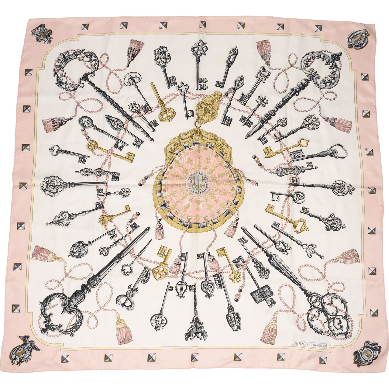 Hermès Hermès Silk Twill Carré 90 Les Clés Tuch Scarf Rood