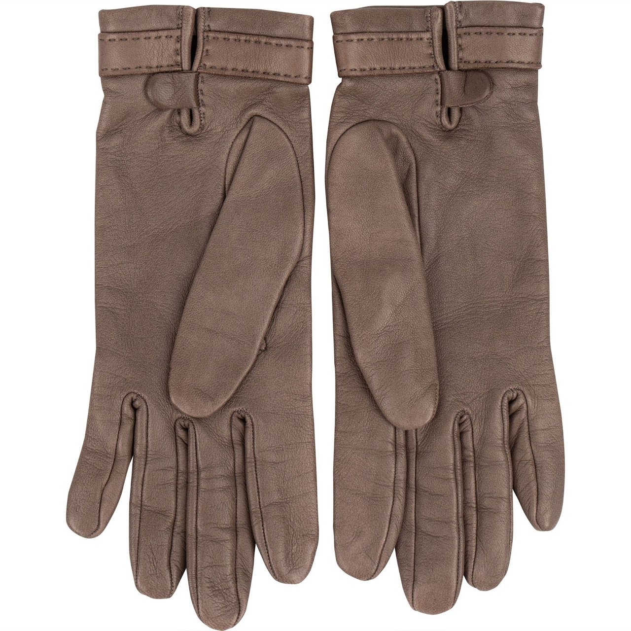 Hermès Hermès Brown Leather Horsebit Women Gloves Handschuhe Bruin