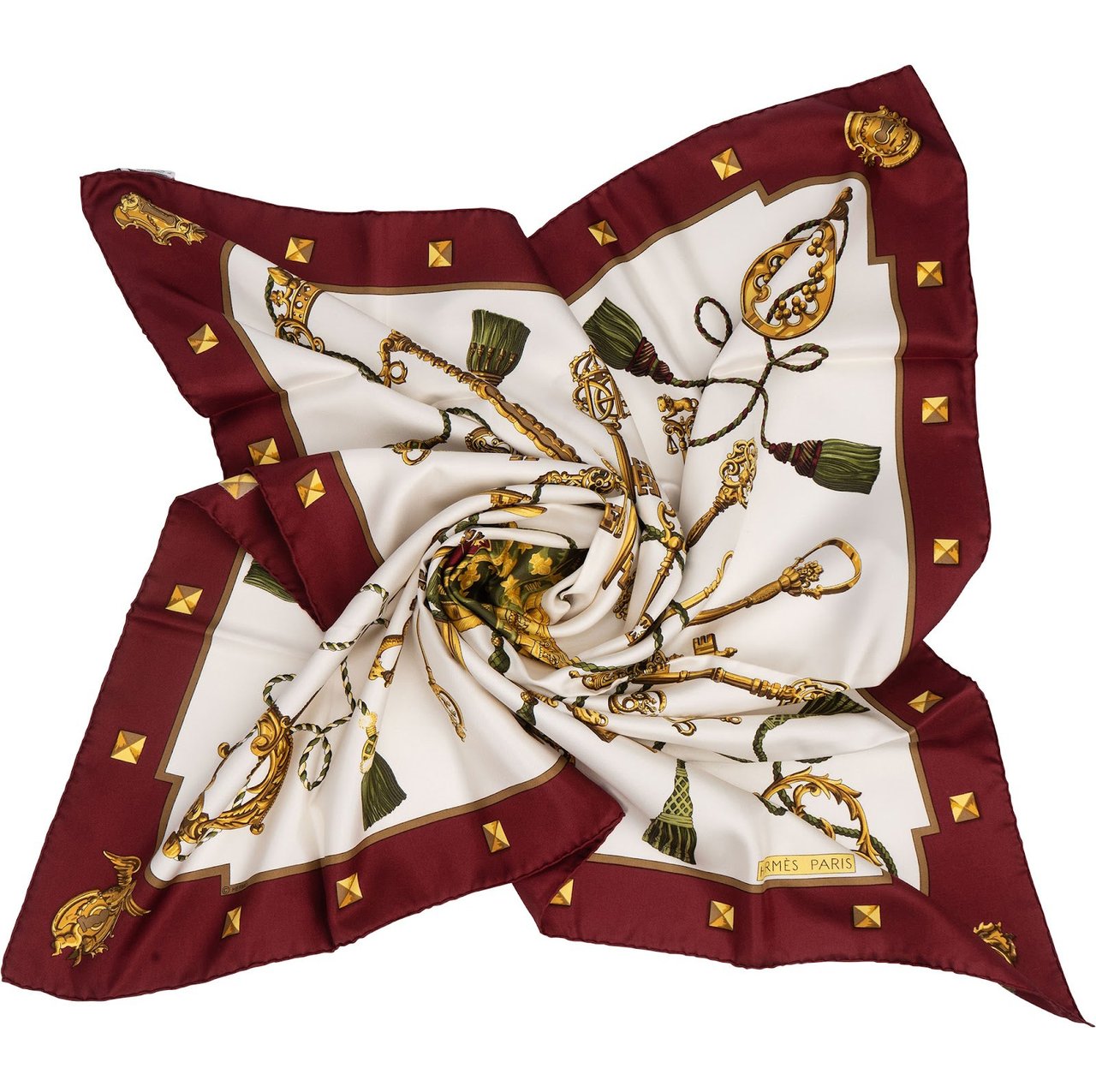 Hermès Hermès Silk Les Clés Carré 90 Tuch Scarf Wit