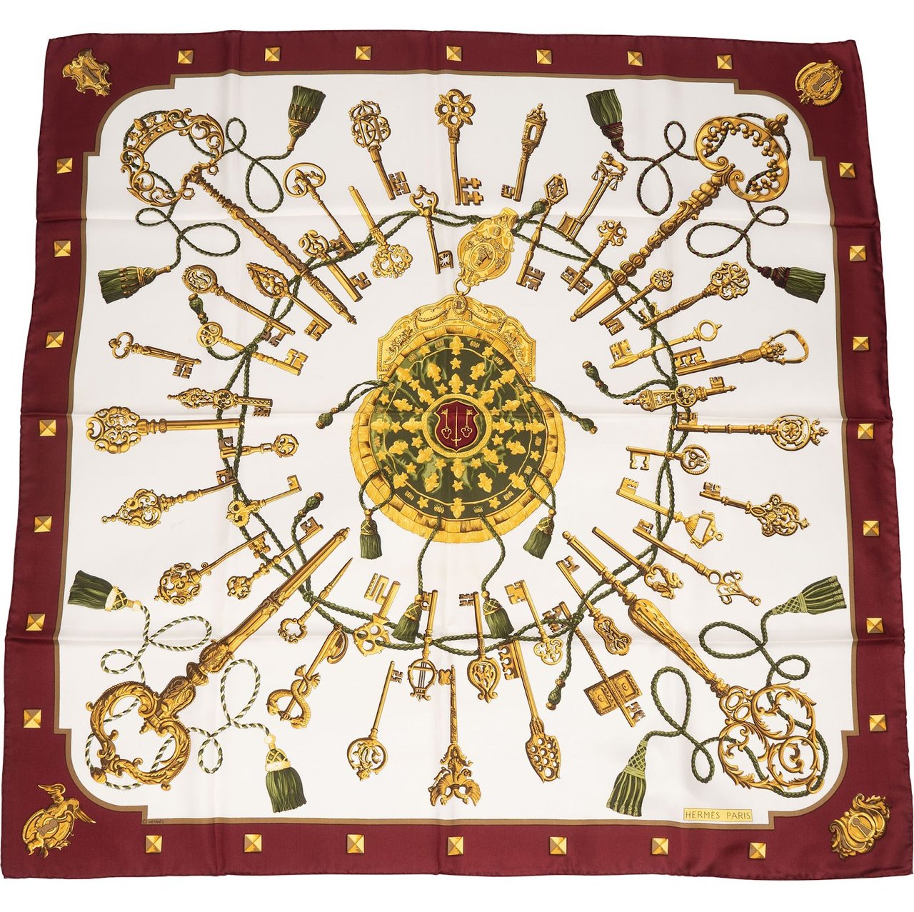 Hermès Hermès Silk Les Clés Carré 90 Tuch Scarf Wit