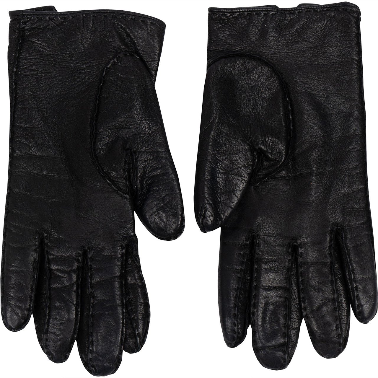 Hermès Hermès Black Leather Button Women Gloves Zwart