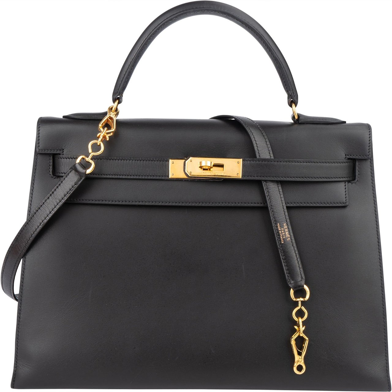 Hermès Hermès Box Calf Leather Kelly 32 Handbag Zwart