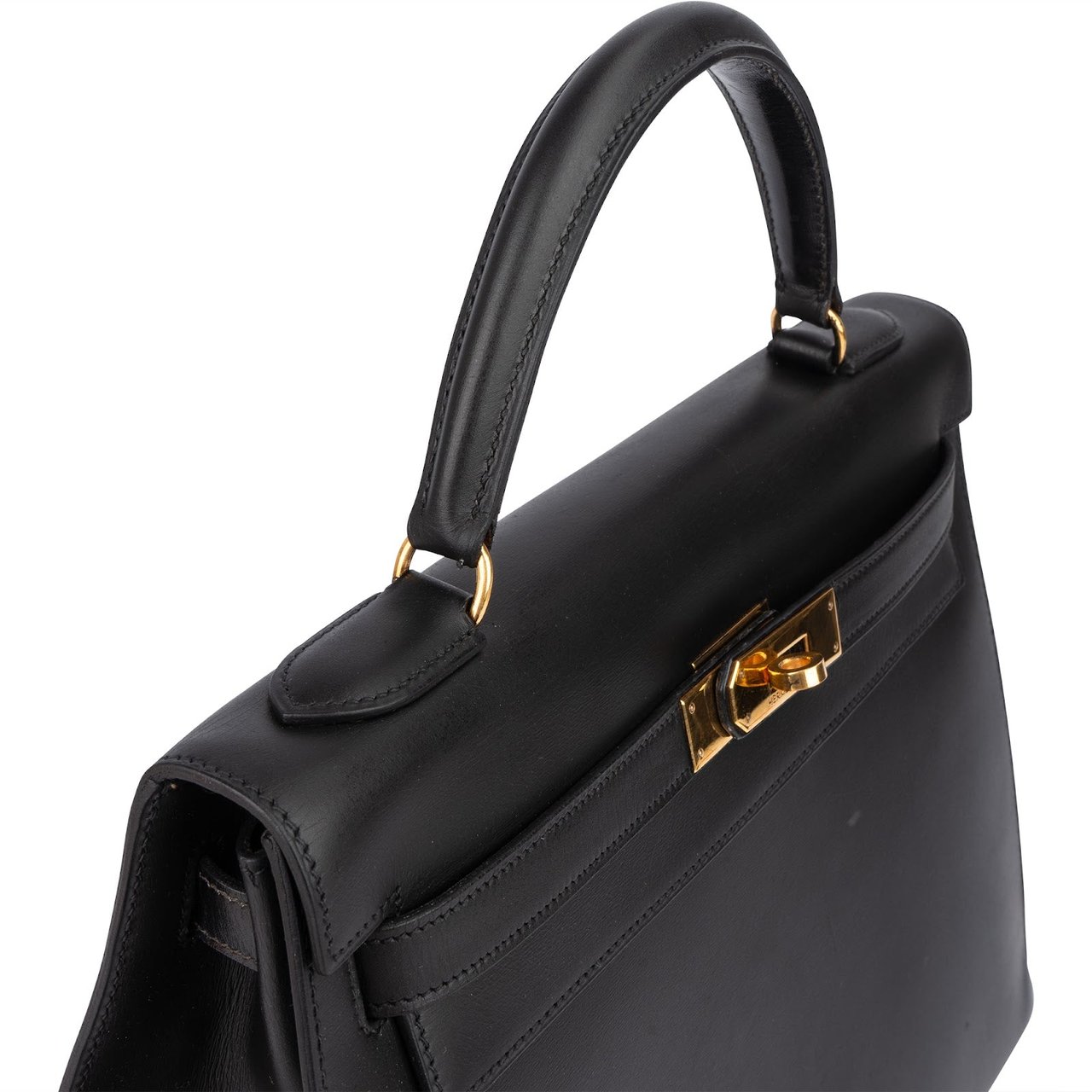 Hermès Hermès Box Calf Leather Kelly 32 Handbag Zwart