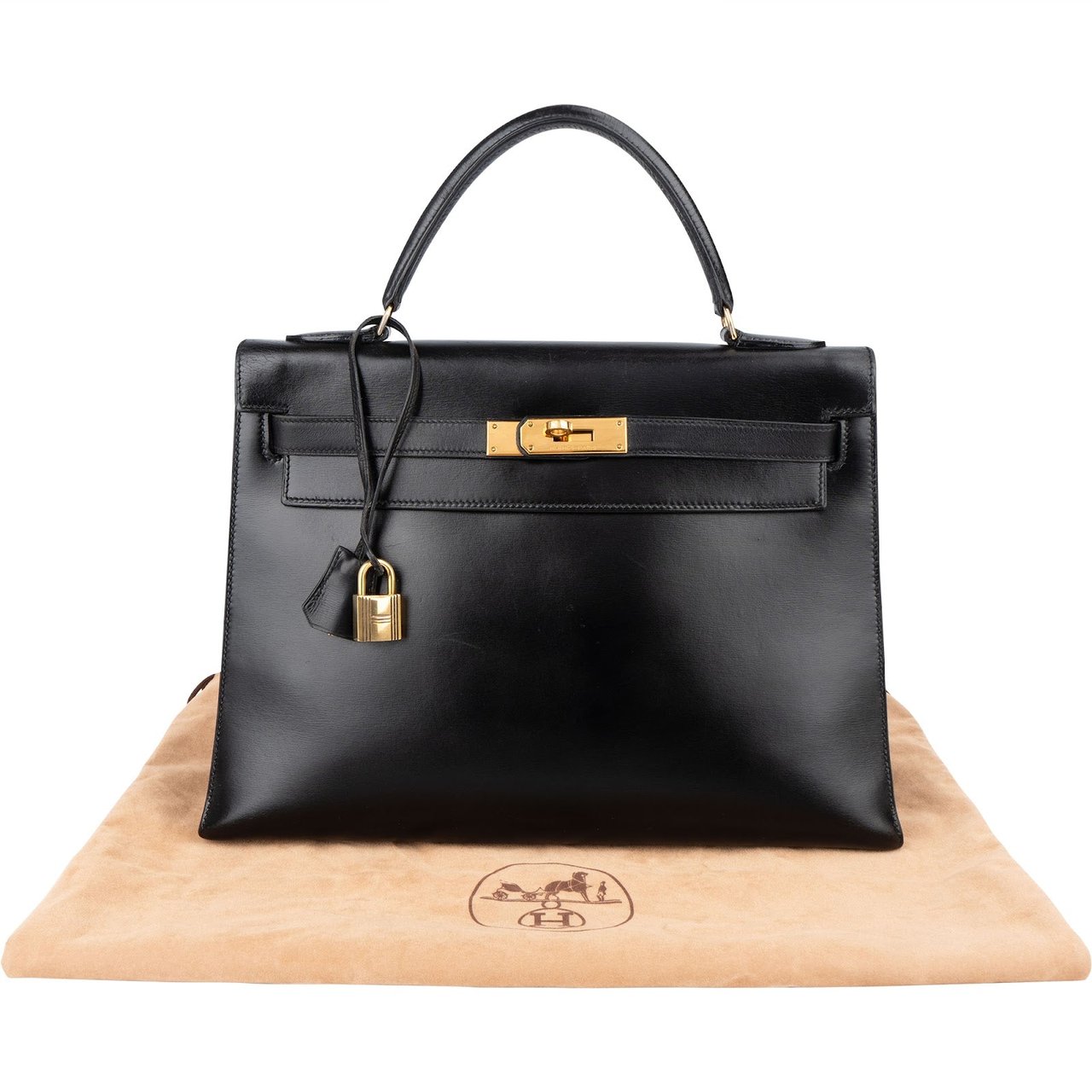 Hermès Hermès Box Calf Leather Kelly 32 Handbag Zwart