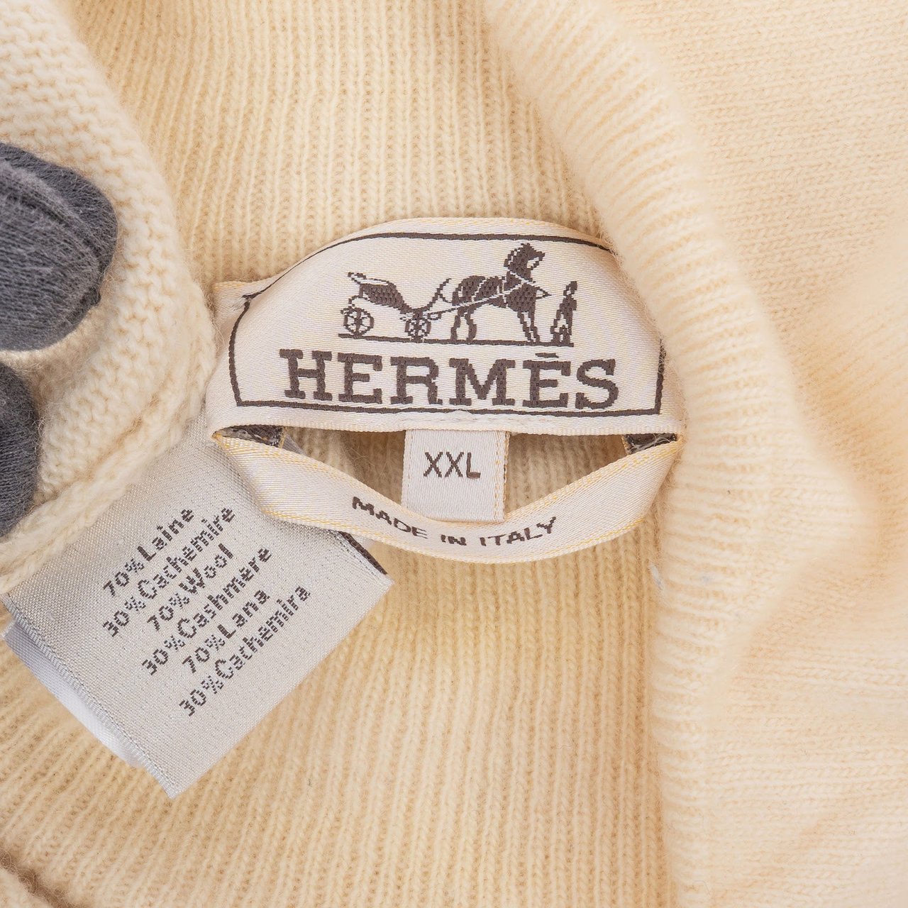 Hermès Hermès Striped Lana Wool and Cashmere Ringer Turtleneck Sweater (XXL) Divers