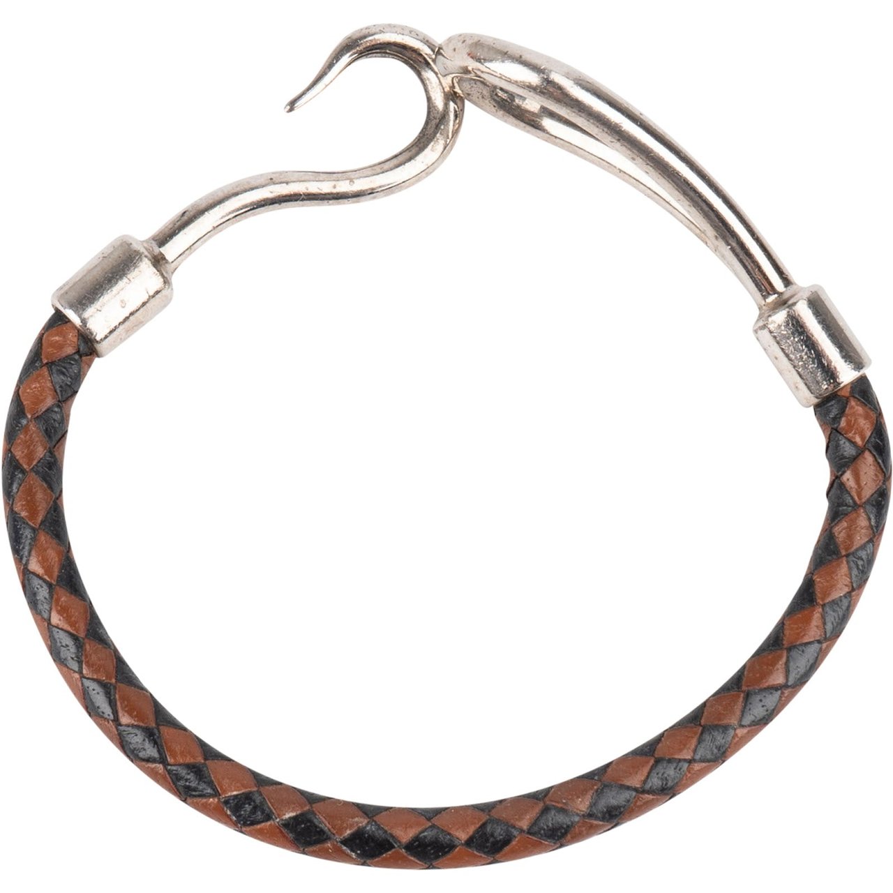 Hermès Hermès Jumbo Hook Braided Leather Bracelet Bruin