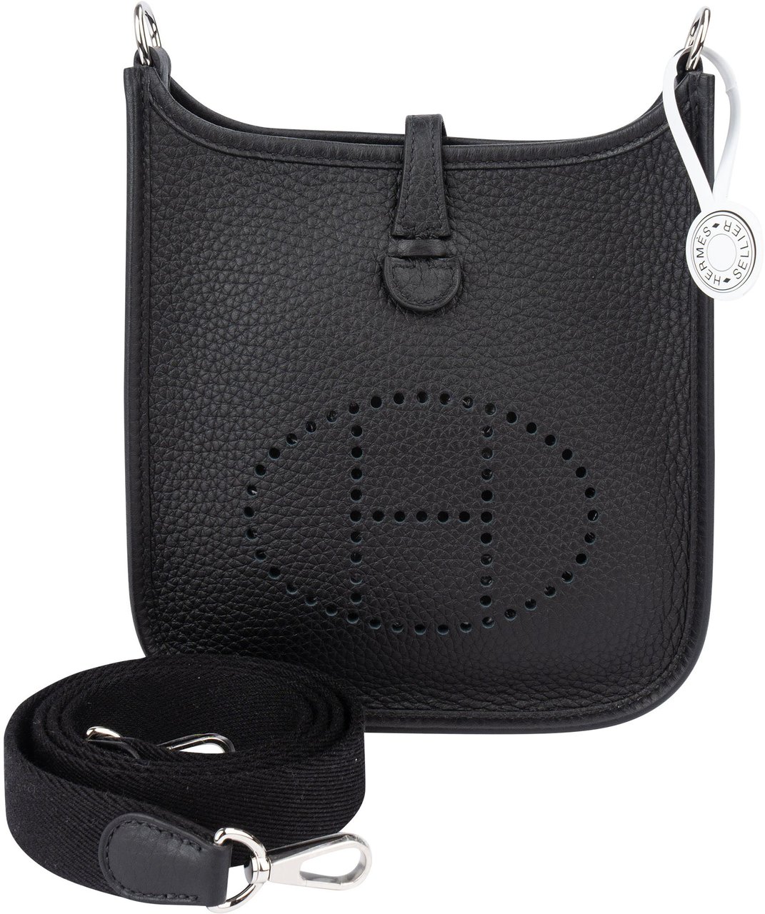 Hermès Hermès Clemence Leather Evelyne 16 Crossbody Bag Zwart