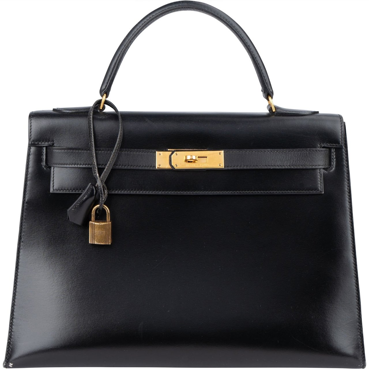 Hermès Hermès Noir Box Calf Kelly 32 Sellier Handbag Zwart