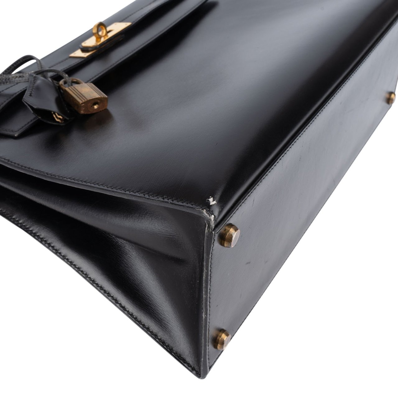 Hermès Hermès Noir Box Calf Kelly 32 Sellier Handbag Zwart