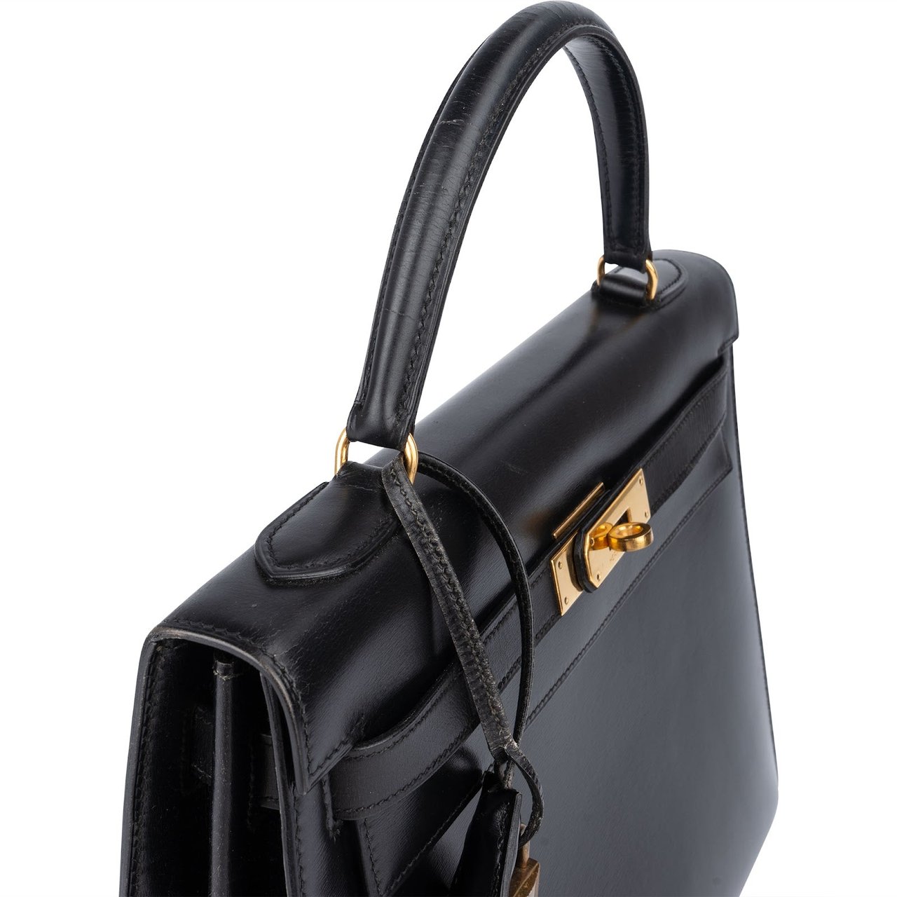 Hermès Hermès Noir Box Calf Kelly 32 Sellier Handbag Zwart