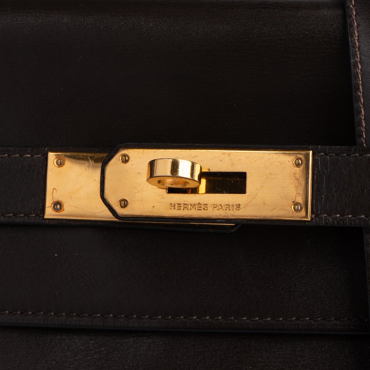 Hermès Hermès Brun Box Calf Kelly 32 Sellier Handbag Bruin