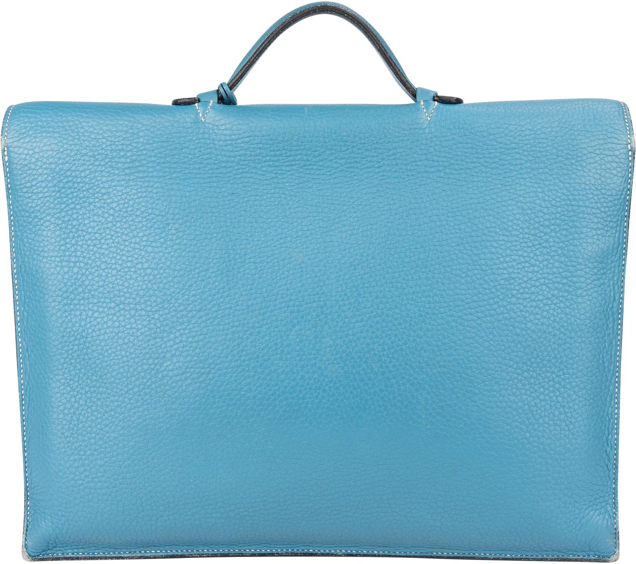 Hermès Blue Jean Togo Leather Sac A Depeches Business Handbag Blauw