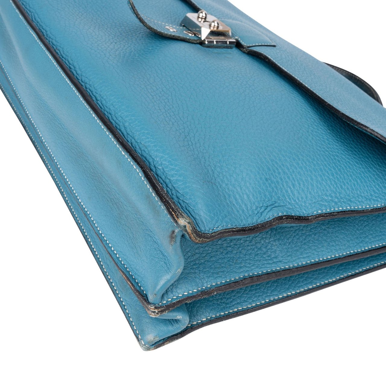 Hermès Hermès Blue Jean Togo Leather Sac A Depeches Business Handbag Blauw