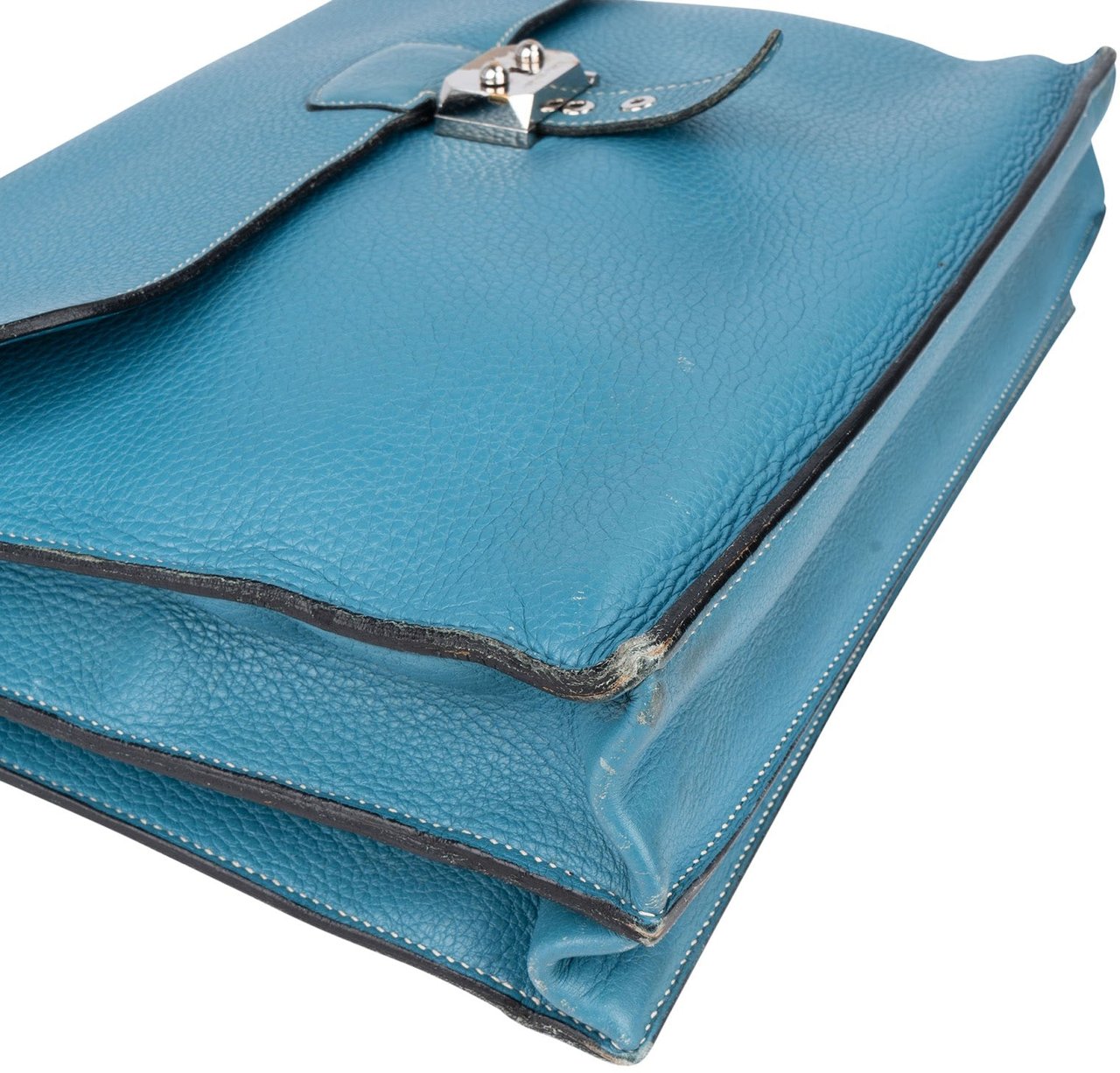 Hermès Hermès Blue Jean Togo Leather Sac A Depeches Business Handbag Blauw