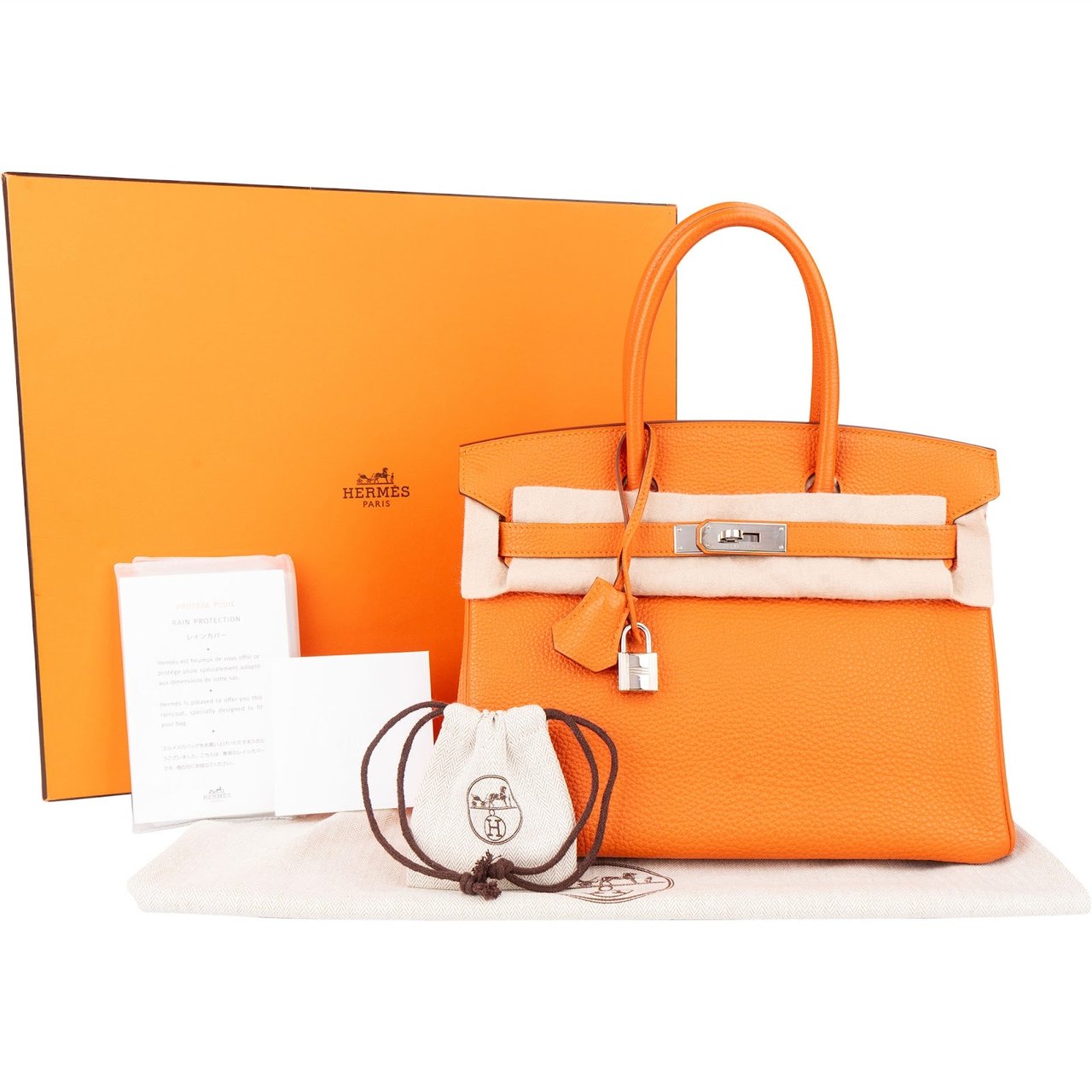 Hermès Hermès Orange Togo Leather Birkin 30 Handbag Oranje
