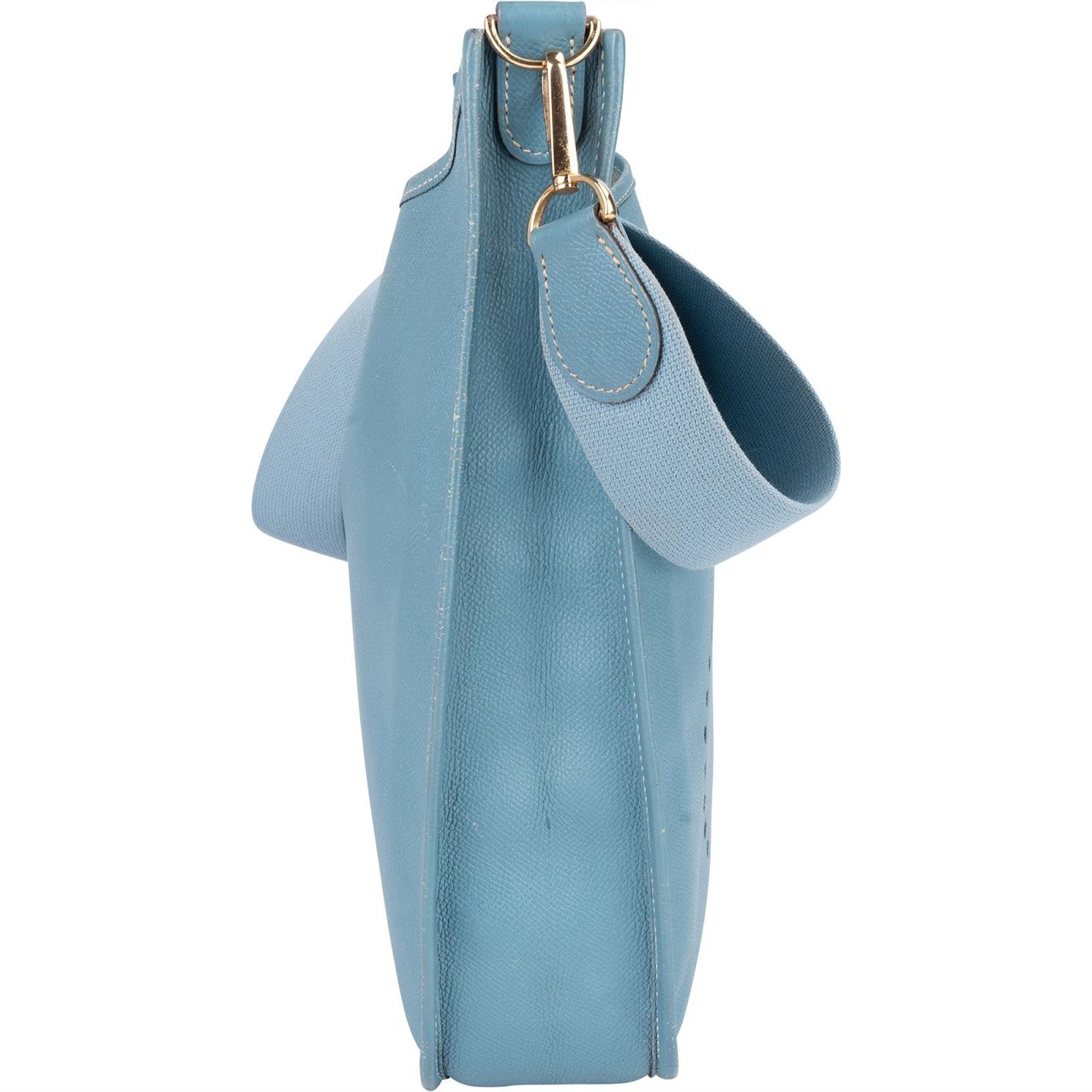 Hermès Hermès Blue Jean Epsom Leather Evelyne GM Crossbody Bag Lichtblauw