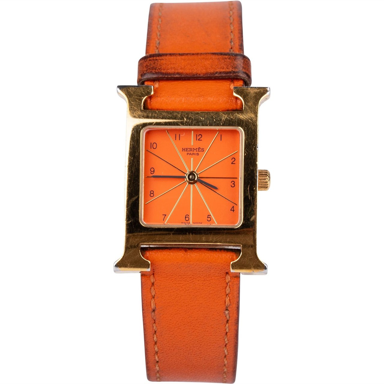 Hermès Gold Tone Heure H HH1.201 Women Watch Oranje
