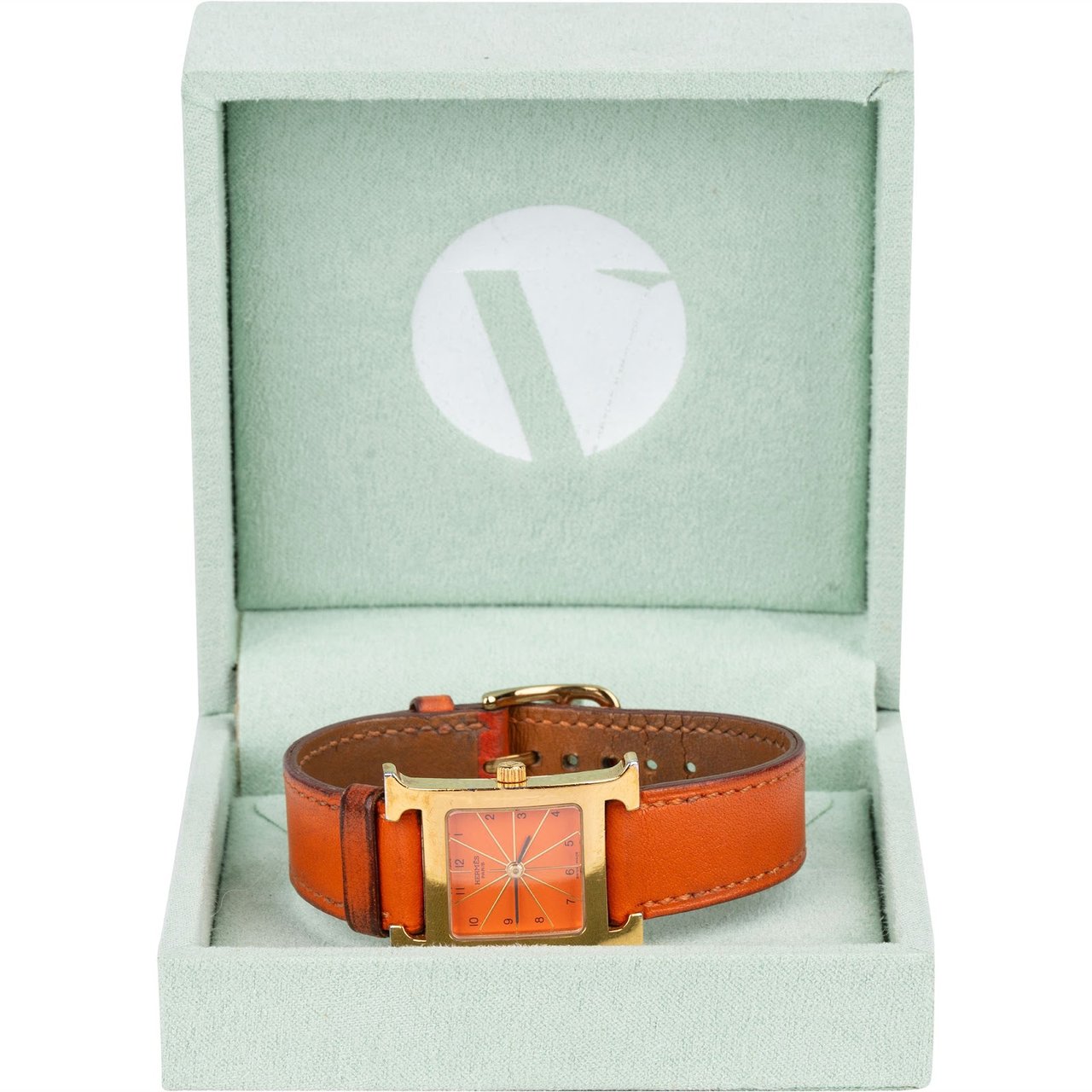 Hermès Gold Tone Heure H HH1.201 Women Watch Oranje