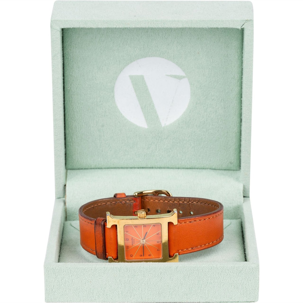 Hermès Hermès Gold Tone Heure H HH1.201 Women Watch Oranje