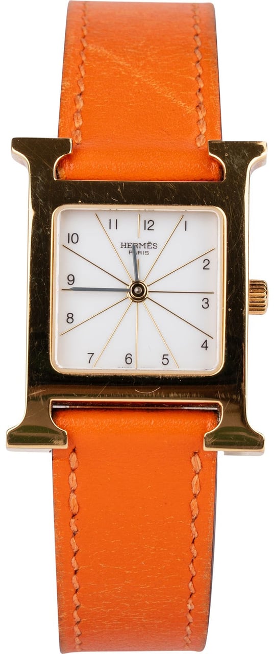 Hermès Hermès Gold Tone Heure H HH1.201 Women Watch Oranje