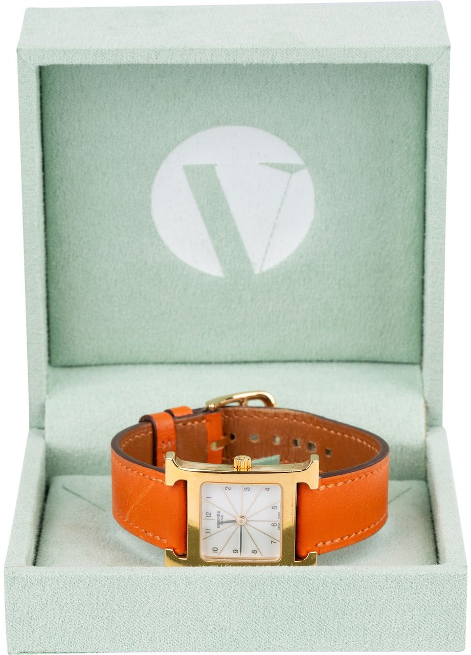 Hermès Hermès Gold Tone Heure H HH1.201 Women Watch Oranje