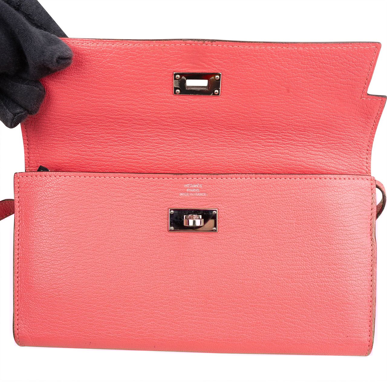 Hermès Hermès Bubble Gum Mysore Leather Kelly Wallet Rood